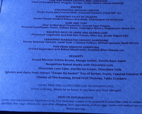 Galley Bay Resort & Spa Sample Ismay's Menu