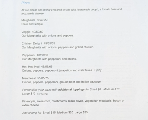 Isle Bay Beach Bar Pizza Menu