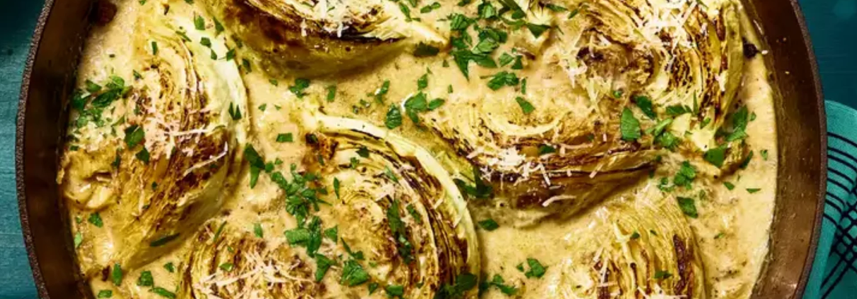 Garlic Parmesan Melting Cabbage