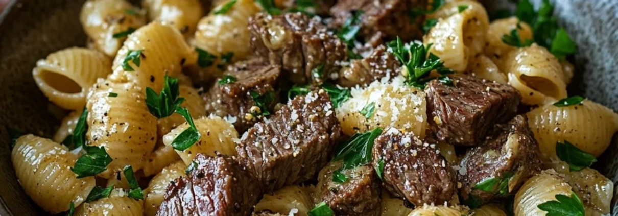 Garlic Steak Bites with Shells